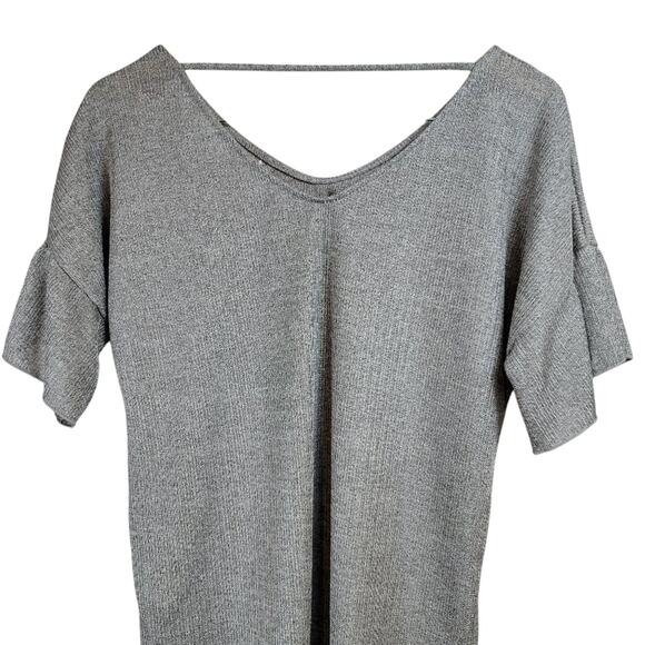 Maurices Women's Silver Gray Marled Ribbed V Neck Short‎ Sleeve Tunic Top Size M - Picture 5 of 9